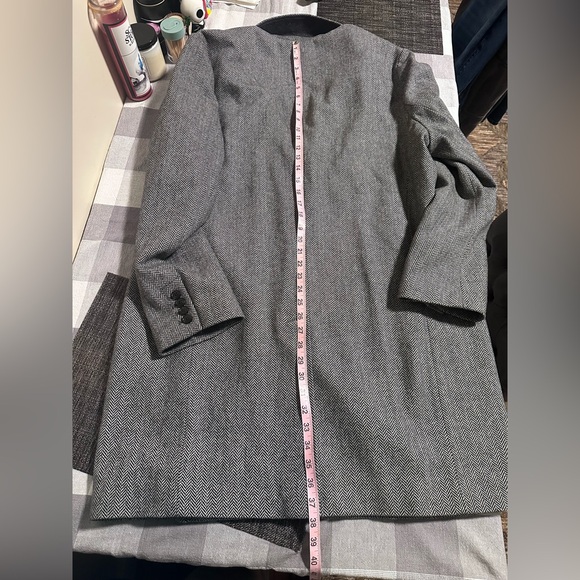 Gap grey herringbone wool blend overcoat men’s XL - Picture 7 of 9